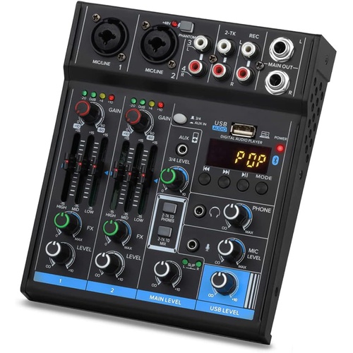  Depusheng 휴대용 미니 믹서기 4채널 오디오 DJ 콘솔 사운드 카드