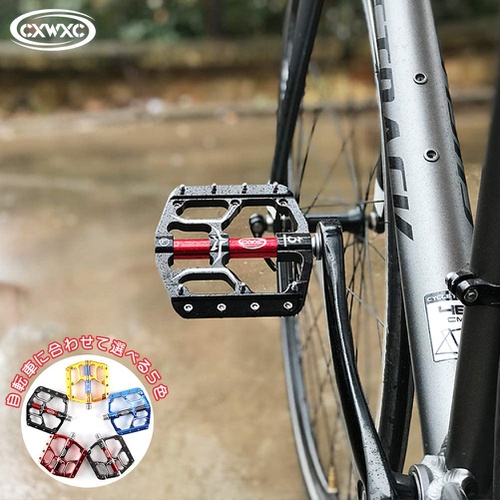  CXWXC 자전거 플랫 페달 베어링 9/16인치 알루미늄제 미끄럼 방지 핀 포함