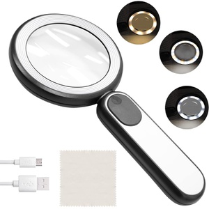 MELEJIA USB 충전식 확대경 돋보기 휴대용 21개 LED 라이트 장착 