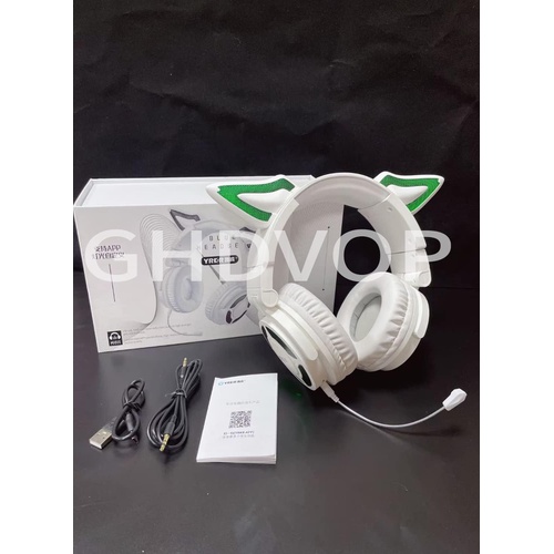  GHDVOP 여우귀 헤드폰 Bluetooth 5.3 무선 유선 무선 겸용 LED 포함