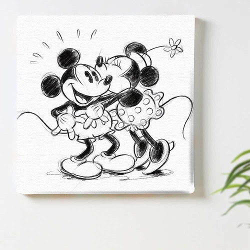  ArtDeli 미키마우스 아트 패널 30×30cm 스케치 일러스트 패브릭 인테리어 그림
