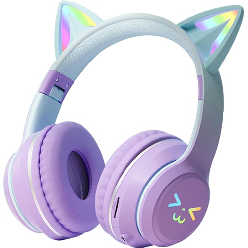  XUANDONG 고양이 귀 Bluetooth 헤드폰 LED 부착 유선 무선 겸용 접이식 