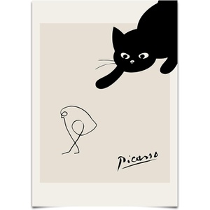 Art Room HORIZON 피카소 아트 포스터 고양이와 새 일러스트 42×30cm