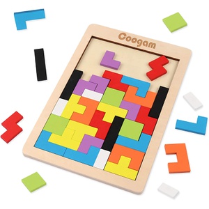 Coogam  목제 블록퍼즐 완구 텅소 지능 컬러풀 3D 러시안 블록 게임