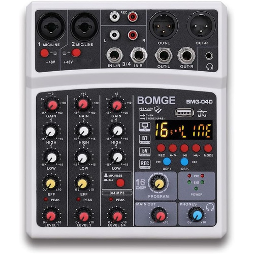  BOMGE 4채널 16DS Pdj 오디오 사운드 믹서 인터페이스 믹싱 콘솔 가라오케 MP3 USB 블루투스