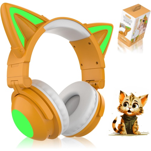  WANCHIY 고양이 귀 게이밍 헤드셋 bluetooth 5. 무유선 겸용 LED라이트