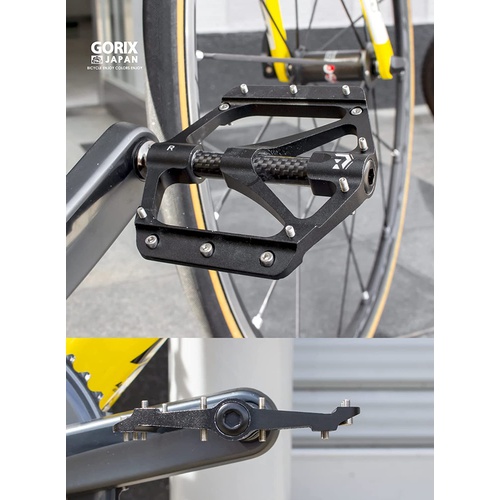  GORIX 자전거 플랫 페달 경량 카본 탄소 섬유 미끄럼 방지 핀 GX FX356