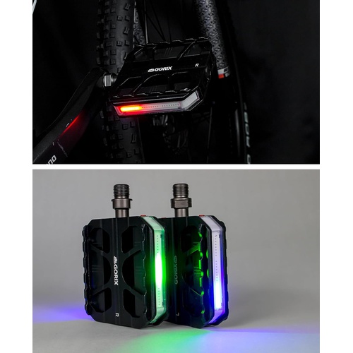  GORIX 자전거 LED 라이트 포함 플랫 페달 3베어링 