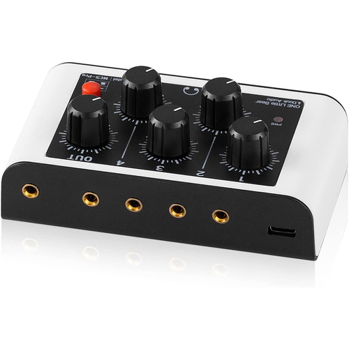 Douk Audio Mini 스테레오 4채널 믹서기 헤드폰 모니터링 클럽 스튜디오 레코딩