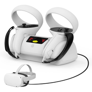 AMVR Quest2 지원 VR 헤드셋 컨트롤러용 충전 스탠드 액세서리 스트랩 포함