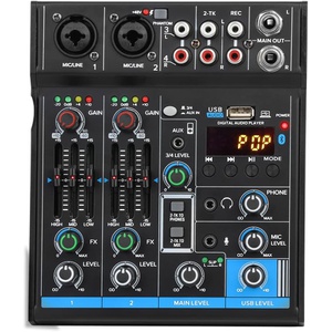 Depusheng 휴대용 미니 믹서기 4채널 오디오 DJ 콘솔 사운드 카드