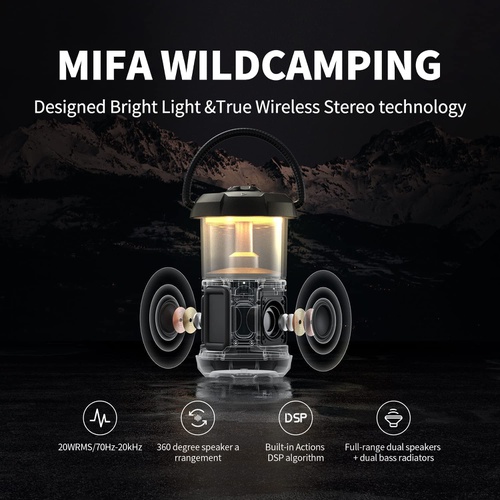  MIFA WildCamping Bluetooth LED 랜턴 캠핑 스피커 IP67 방수 스테레오 지원 20W 대음량