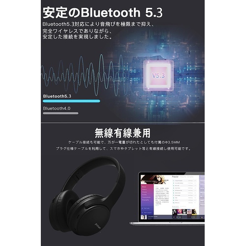 Picun Bluetooth 5.3 HiFi TYUW 무선 오버이어 헤드폰 2대 디바이스 지원