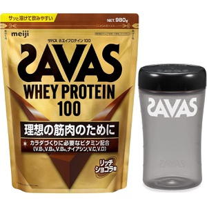 SAVAS 유청 단백질 100 리치 쇼콜라 맛 980g 쉐이커 500ml