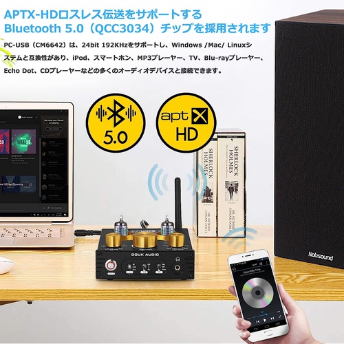 Douk Audio P1 GE5654 진공관 프리앰프 HiFi Bluetooth 5.0 헤드폰 앰프레시버 