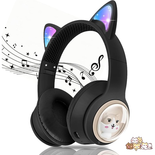  HYEIOL 고양이 귀 헤드폰 bluetooth 5.3 게이밍 헤드셋 오버이어 