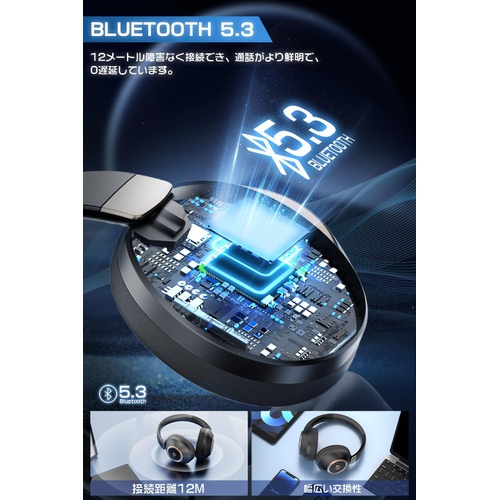  STSEETOP Bluetooth 5.3 무선 헤드폰 마이크 부착 HiFi 스테레오 중저음 40mm 