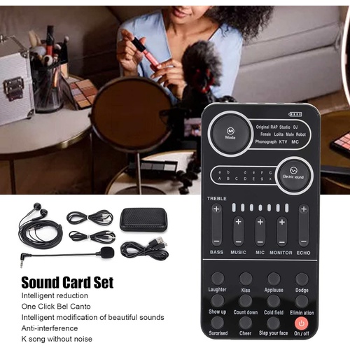 Dpofirs 13가지 효과음 라이브 사운드 카드 IOS 안드로이드용 블루투스 DJ 오디오 믹서