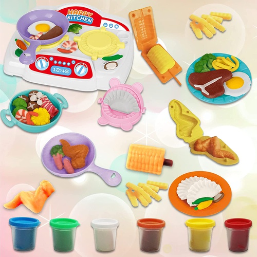  OTONOPI 점토 장난감 세트 6색 요리 냄비 튀김 만두 주방 시리즈