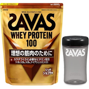 SAVAS 유청 단백질 100 리치 쇼콜라 맛 2,200g 쉐이커 500ml