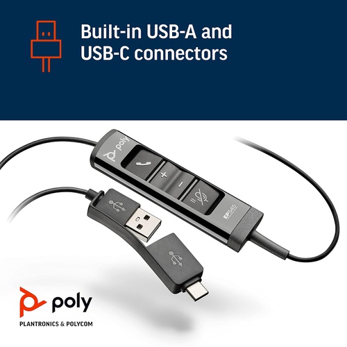  Poly EncorePro 545 USB A 및 USB C USB 헤드셋 음향청각보호 홀드&콜응답버튼