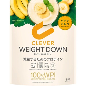 CLEVER 유청 단백질 WPI100% 웨이트다운 바나나우유맛 315g 이눌린 유산균 배합