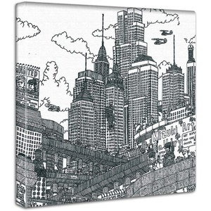 ArtDeli 거리 풍경 흑백 아트 패널 30×30cm 인테리어 그림 