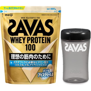 SAVAS 유청 단백질 100 바닐라아이스크림맛 980g 쉐이커 500ml