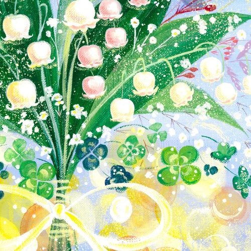  KAWAII ART 돌아다니는 행복을 꽃다발로 인테리어 액자 그림 