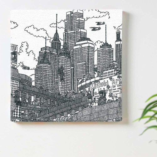  ArtDeli 거리 풍경 흑백 아트 패널 30×30cm 인테리어 그림 