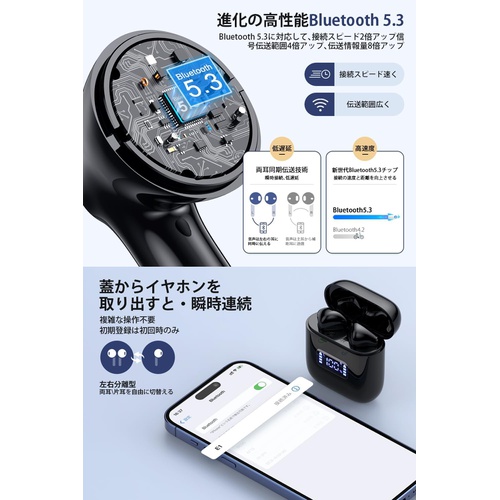  ZFCF Bluetooth 5.3 이어폰 순간 접속 노이즈 캔슬링 자동 페어링 
