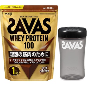 SAVAS 유청 단백질 100 리치 쇼콜라 맛 1kg 쉐이커 500ml
