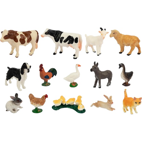  TOYMANY 미니 동물 피규어 14PCS 세트 리얼한 동물 모형 양식장 농장 가축 장난감