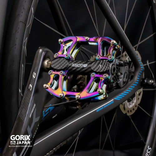 GORIX 자전거 플랫 페달 오일 슬릭 GX Fi777 미끄럼 방지 핀 CNC 가공 
