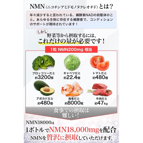  NMN 보충제 18000㎎ 1알에 200㎎ 고순도 유글레나 로얄젤리 클로렐라 90캡슐