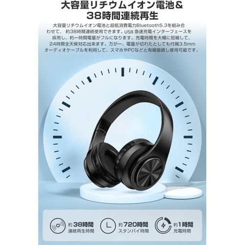  NAZUSA 블루투스 5.3 탑재 HIFI 타카온 헤드폰 유무선 양용 밀폐형