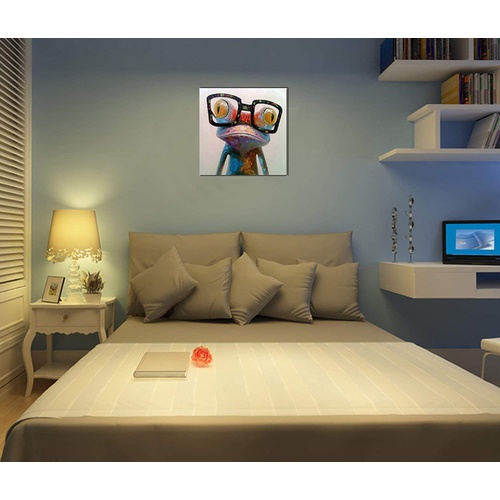  Fokenzary 회화 벽걸이 유채화 해피 안경 개구리 추상화 현대 팝아트 60x60cm 인테리어 그림