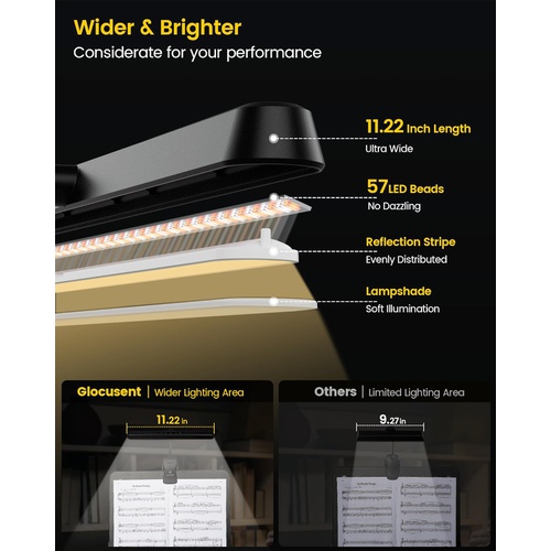  Glocusent 악보대 클립식 피아노 라이트 3단계 조색&5단계 밝기조절가능
