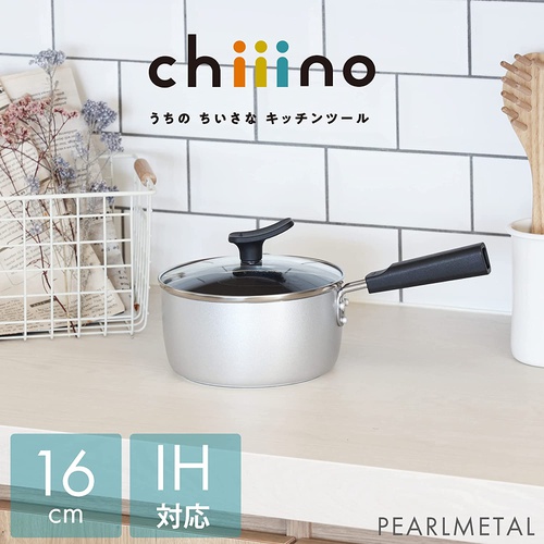  PEARL METAL 편수 냄비 16cm 유리 뚜껑 포함 IH 대응 chiiino HB 6560