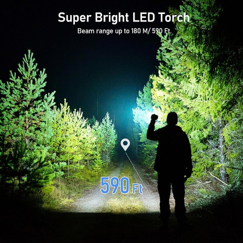  Blukar 충전식 2000L 루멘 텍티컬 손전등 초고휘도 소형 LED 플래시 라이트 줌가능 밝기조절가능