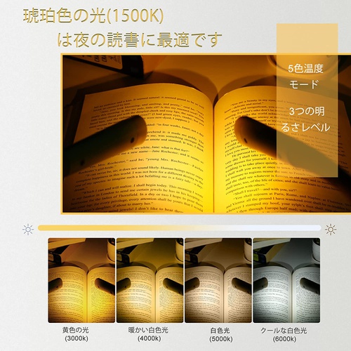 TSINGREE 넥 독서등 북라이트 충전식 5색 조절 밝기 조광기