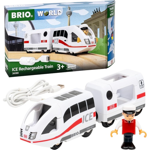  BRIO 세계 철도 시리즈 USB 충전식 ICE 트레인 36088 목제 레일 전동차량 기관차
