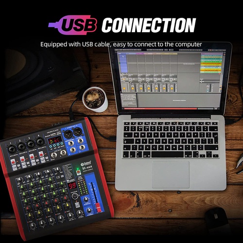  Debra Audio Pro 믹서 오디오 인터페이스 휴대용 레코딩 DJ 믹서 콘솔용 SI 6UX