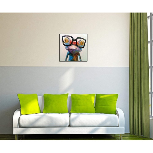  Fokenzary 회화 벽걸이 유채화 해피 안경 개구리 추상화 현대 팝아트 60x60cm 인테리어 그림