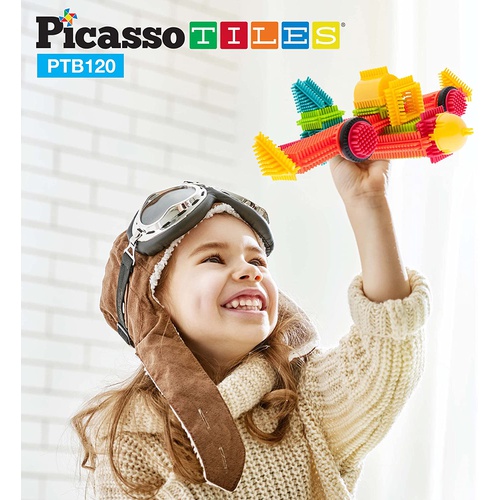  PicassoTiles PTB120 120피스 브러시 형상 3D 건축 블록 타일 건축 장난감 세트
