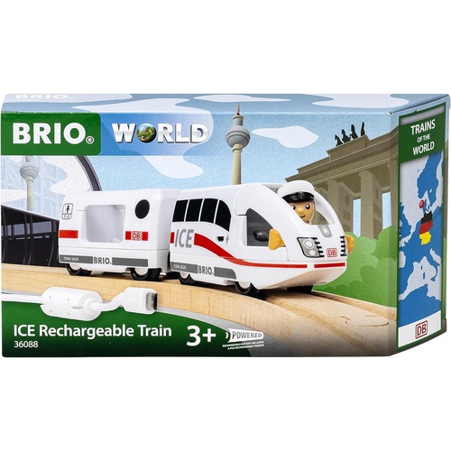  BRIO 세계 철도 시리즈 USB 충전식 ICE 트레인 36088 목제 레일 전동차량 기관차