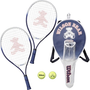 Wilson 테니스 라켓 세트베어라켓 2개 볼 2개 21인치 유아/초등 저학년용 180g
