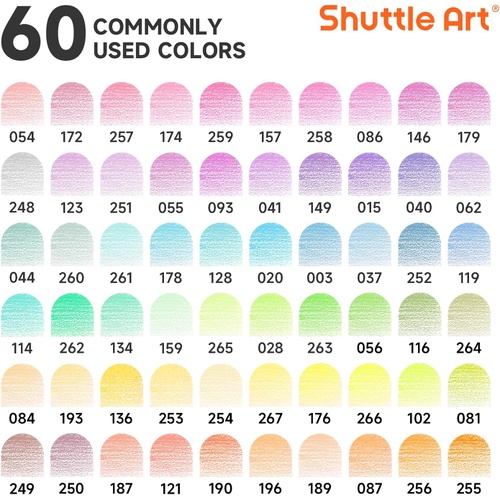  Shuttle Art 색연필 60색 세트 파스텔 컬러펜 색칠 공부 일러스트 디자인 스케치 