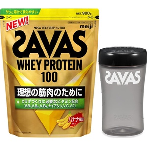 SAVAS 유청단백질100 바나나맛 980g 쉐이커 500ml