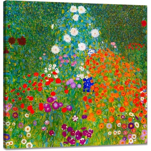 SKASNFAI 클림트 포스터 정원 꽃 보태니컬 아트 풍경 회화 인테리어 벽걸이 50*50cm